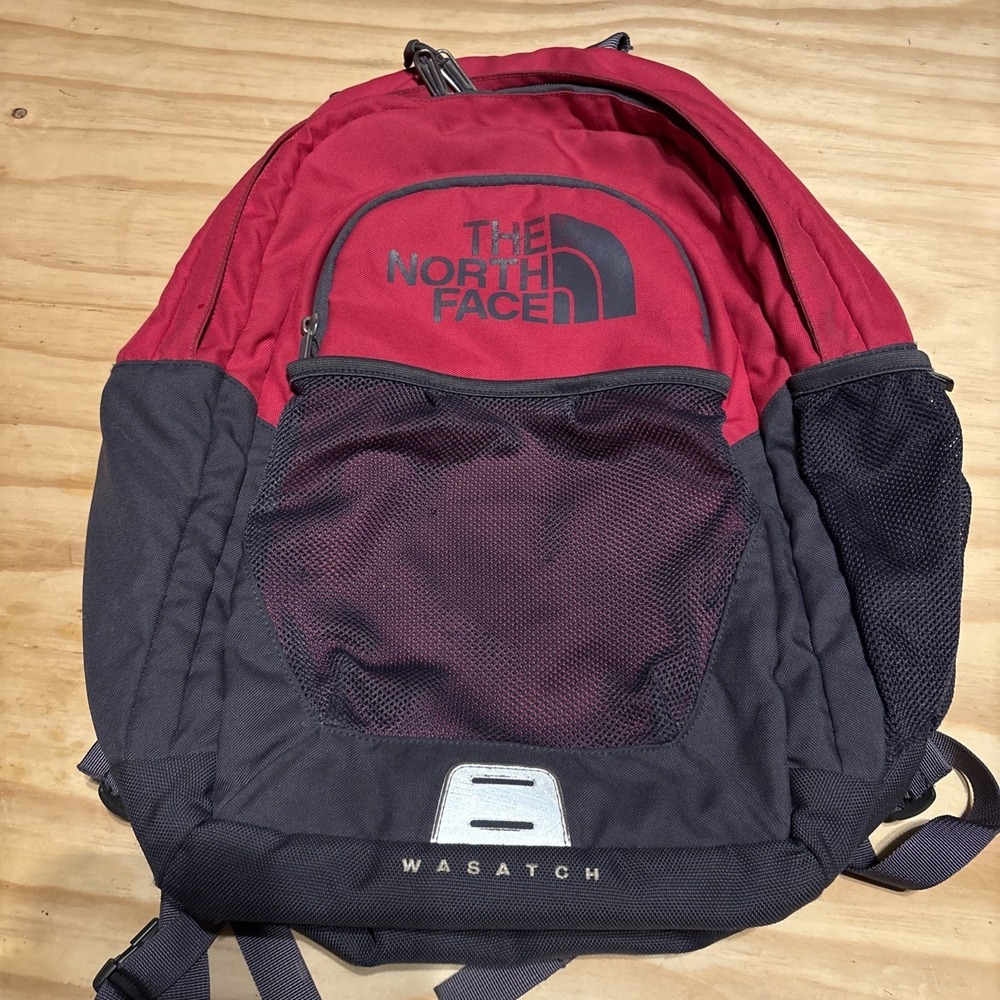 North Face Wasatch Pink Gray Women's Backpack Padded Back 947897